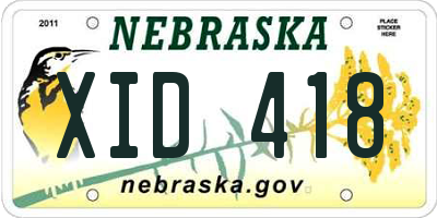 NE license plate XID418