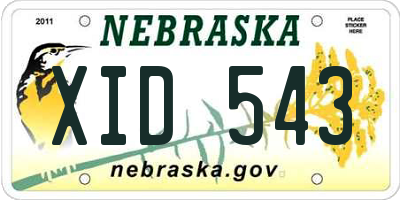 NE license plate XID543