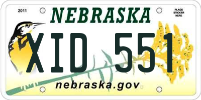 NE license plate XID551