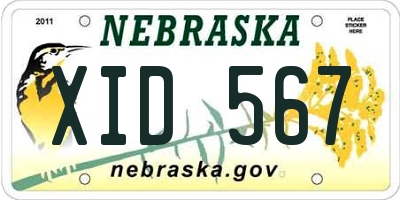 NE license plate XID567