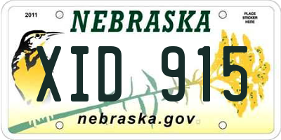NE license plate XID915