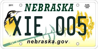 NE license plate XIE005