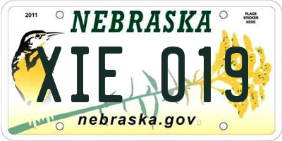 NE license plate XIE019