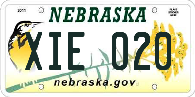 NE license plate XIE020
