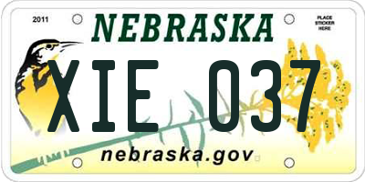 NE license plate XIE037