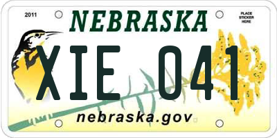 NE license plate XIE041