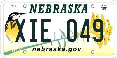 NE license plate XIE049