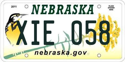 NE license plate XIE058