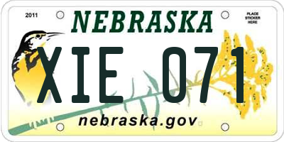 NE license plate XIE071