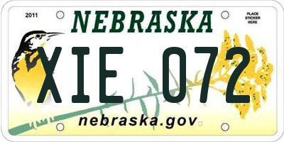 NE license plate XIE072