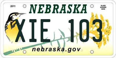 NE license plate XIE103