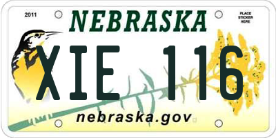 NE license plate XIE116