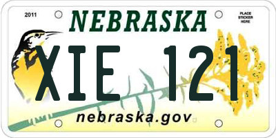 NE license plate XIE121