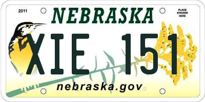 NE license plate XIE151