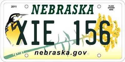 NE license plate XIE156