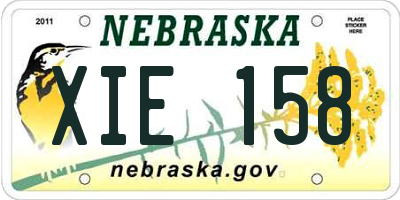 NE license plate XIE158