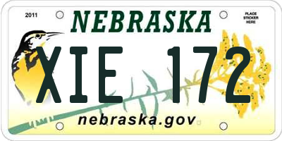 NE license plate XIE172