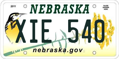 NE license plate XIE540
