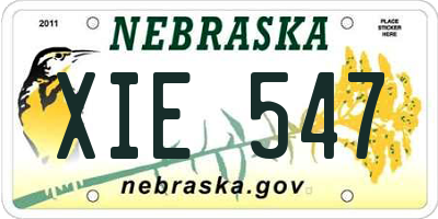 NE license plate XIE547