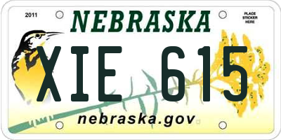 NE license plate XIE615