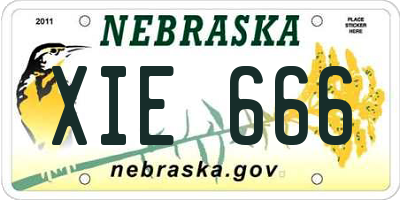 NE license plate XIE666