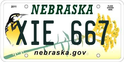 NE license plate XIE667
