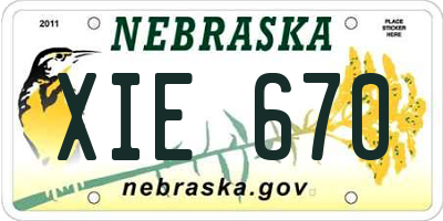 NE license plate XIE670
