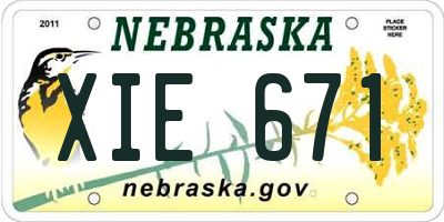NE license plate XIE671