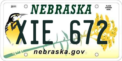 NE license plate XIE672