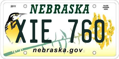 NE license plate XIE760