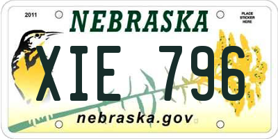 NE license plate XIE796