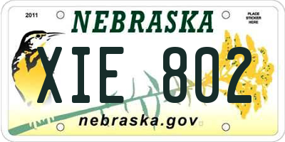 NE license plate XIE802