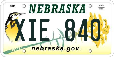 NE license plate XIE840
