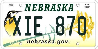 NE license plate XIE870