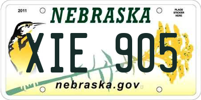 NE license plate XIE905