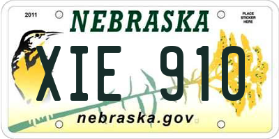 NE license plate XIE910