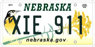 NE license plate XIE911