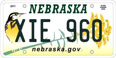 NE license plate XIE960