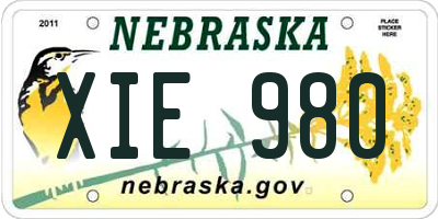 NE license plate XIE980