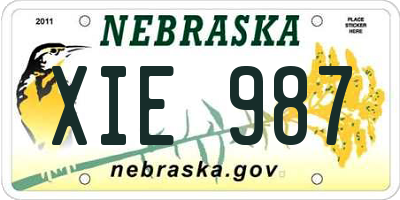 NE license plate XIE987
