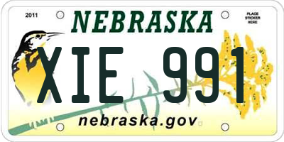 NE license plate XIE991