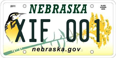 NE license plate XIF001