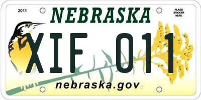 NE license plate XIF011