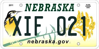 NE license plate XIF021
