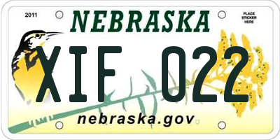 NE license plate XIF022