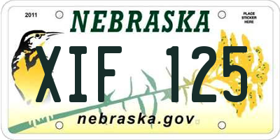 NE license plate XIF125