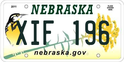 NE license plate XIF196