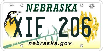 NE license plate XIF206