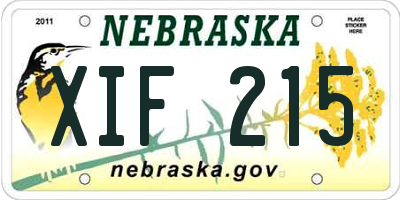 NE license plate XIF215