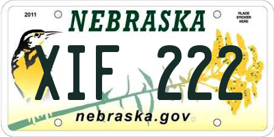 NE license plate XIF222